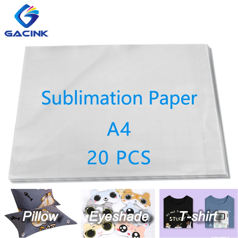 

GACINK 20PCS A4 Sublimation Paper Heat Transfer Paper For Dark Colored T-shirts Polyester Fabric Canvas Tote (160 g/Square)