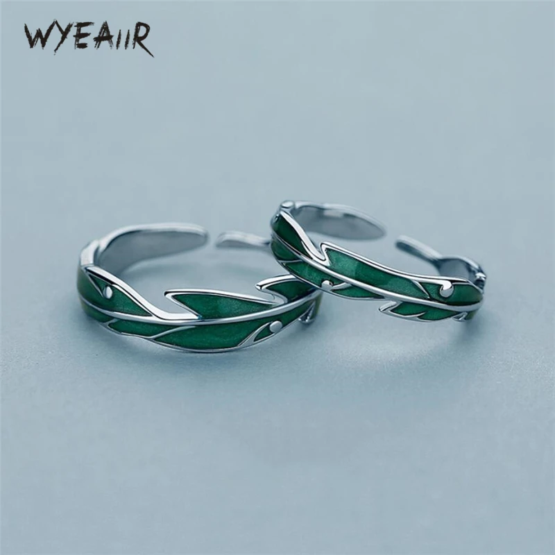 Женские открытые кольца WYEAIIR Очаровательные Романтические с листьями зелеными
