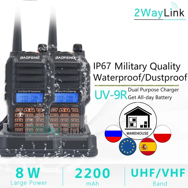 Обновление Baofeng UV 9R IP67 Водонепроницаемый УФ Dual Band 136 174/400 520 МГц любительская
