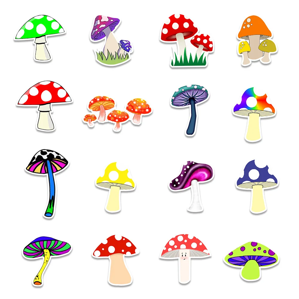 

10/50PCS Cute Plant Mushroom Stickers Laptop Guitar Luggage Skateboard Car Waterproof Graffiti Sticker Funny Decal Kid Toys