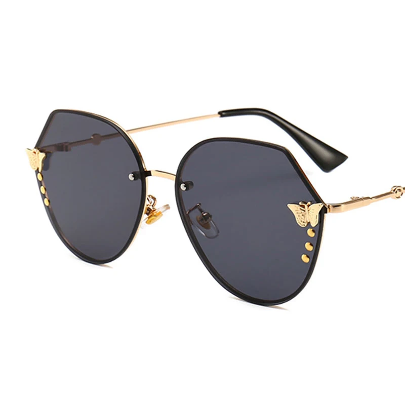 Поддельные Роскошные брендовые большие металлические пчелы солнцезащитные очки