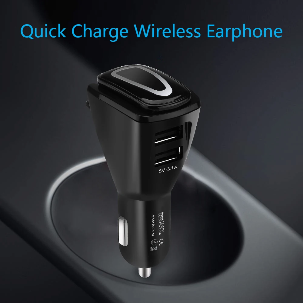 Bluetooth наушники беспроводные спортивные с USB Автомобильное зарядное устройство