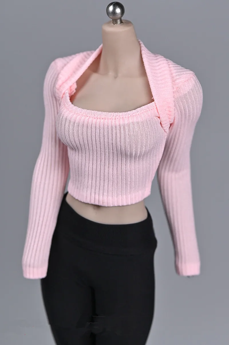 In Stock 1/6 scale Female colorful knitting wide-neck sweater Shirt for 12 inches Seamless PH TBL soldier Figure Body images - 6