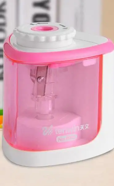 Pink TENWIN электрическая точилка для карандашей, Детские Канцелярские товары для школы, офиса, дома, розовая, синяя Автоматическая точилка для карандашей 8005 - Цвет: Pink