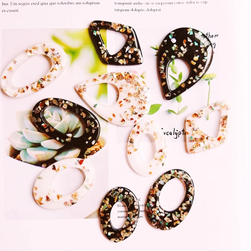 Японские и корейские свежие зернистые Текстуры Акриловые черные белые серьги