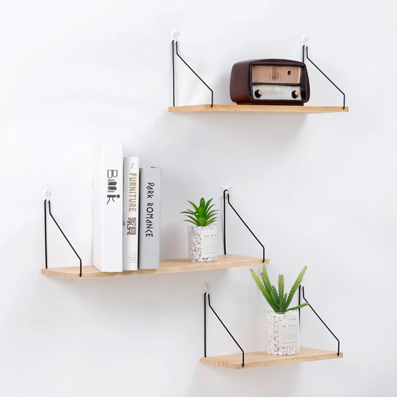 1piece Iron Wooden Wall Hanging Shelf Racks Mirrors Books Magazine Storage Rack DIY Wall Decoration Holder Shelves Organizer