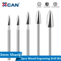 xcan wood engraving bit 5pcs 3mm shank carbide grinding burr for woodworking drilling carving engraving bit woodworking tool