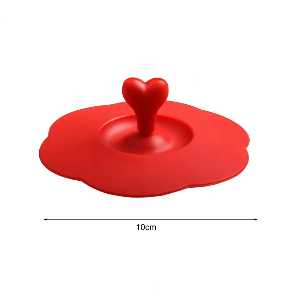 

Kitchen Cup Cover Food-grade Heart Handle Silicone Solid Color Safe Food-grade Silicone Cover Anti-dust Cup Lid for Bowl