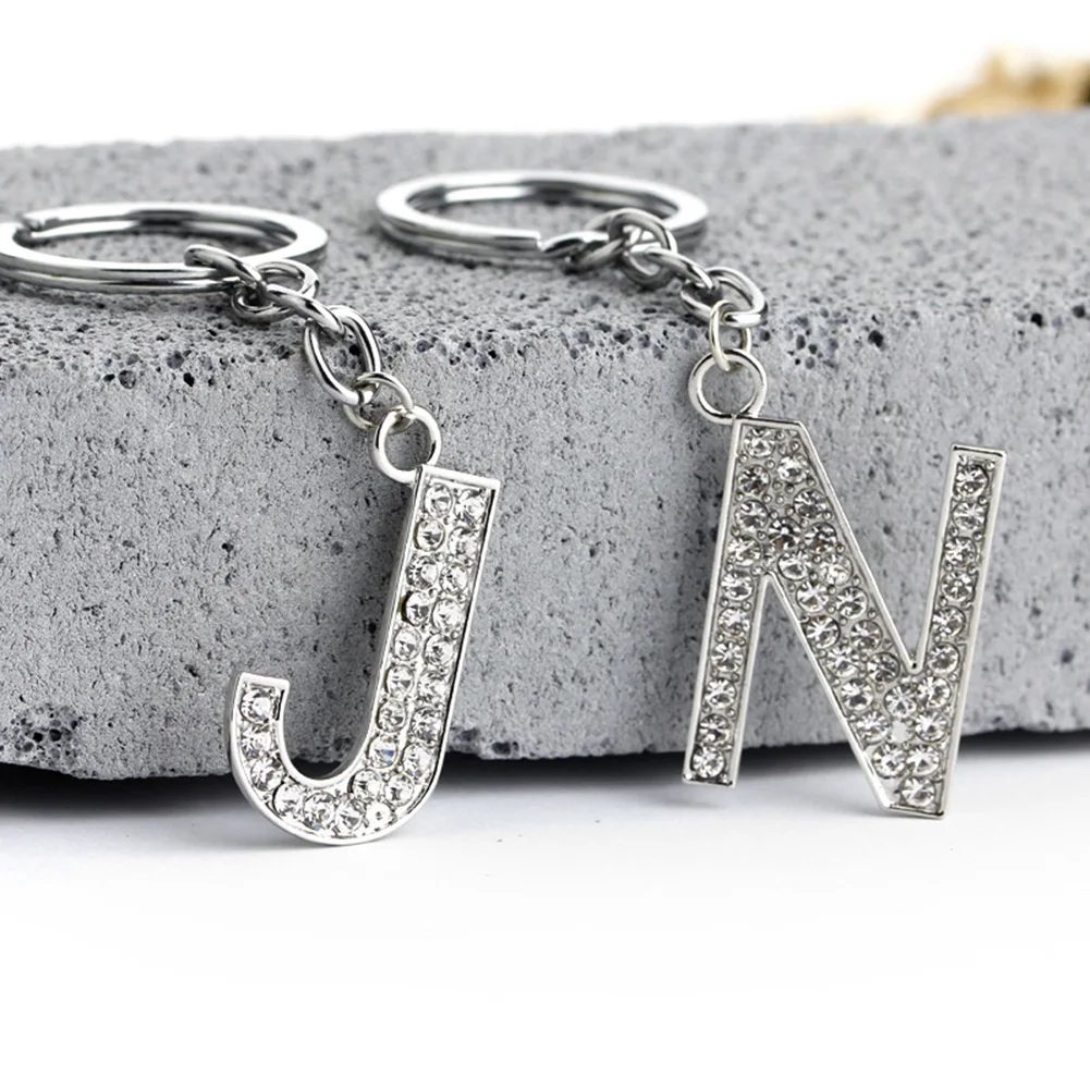 Crystal Alphabet Initial Letter Key Ring Chain Rhinestone Unisex Keychain Letters Pendan Keyring New Fashion Style | Украшения и