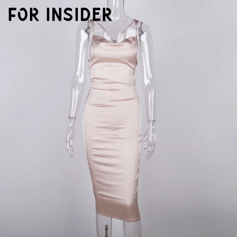 Для Insider сексуальное сатиновое платье с открытой спиной женское облегающее