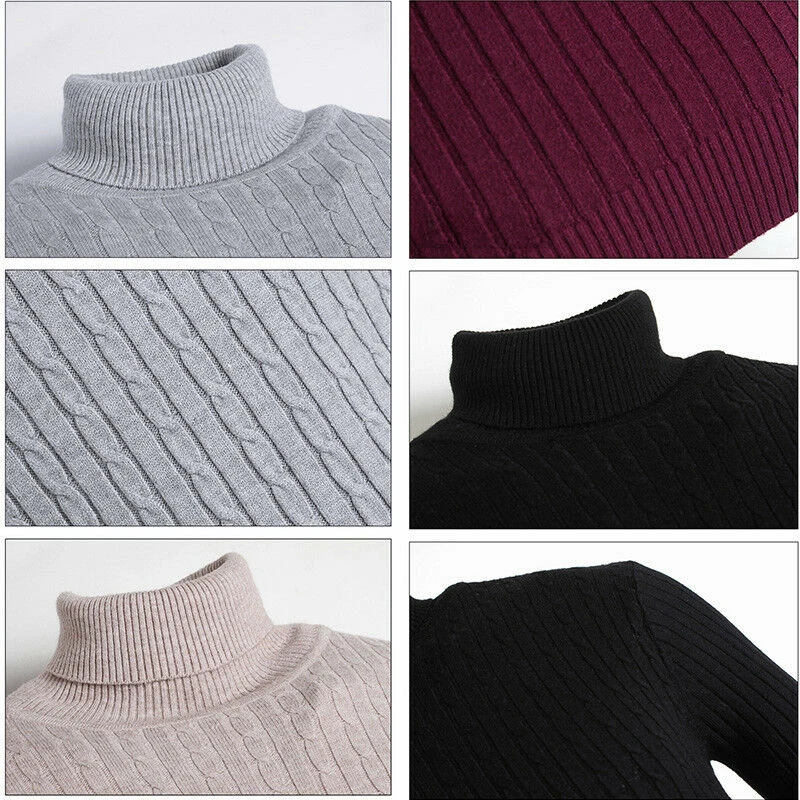 

Fashion Winter Slim Warm Knit High Neck Pullover Jumper Sweater Men Elegant Chic Comfortable Solid Long Sleeve Sweater Knitwear