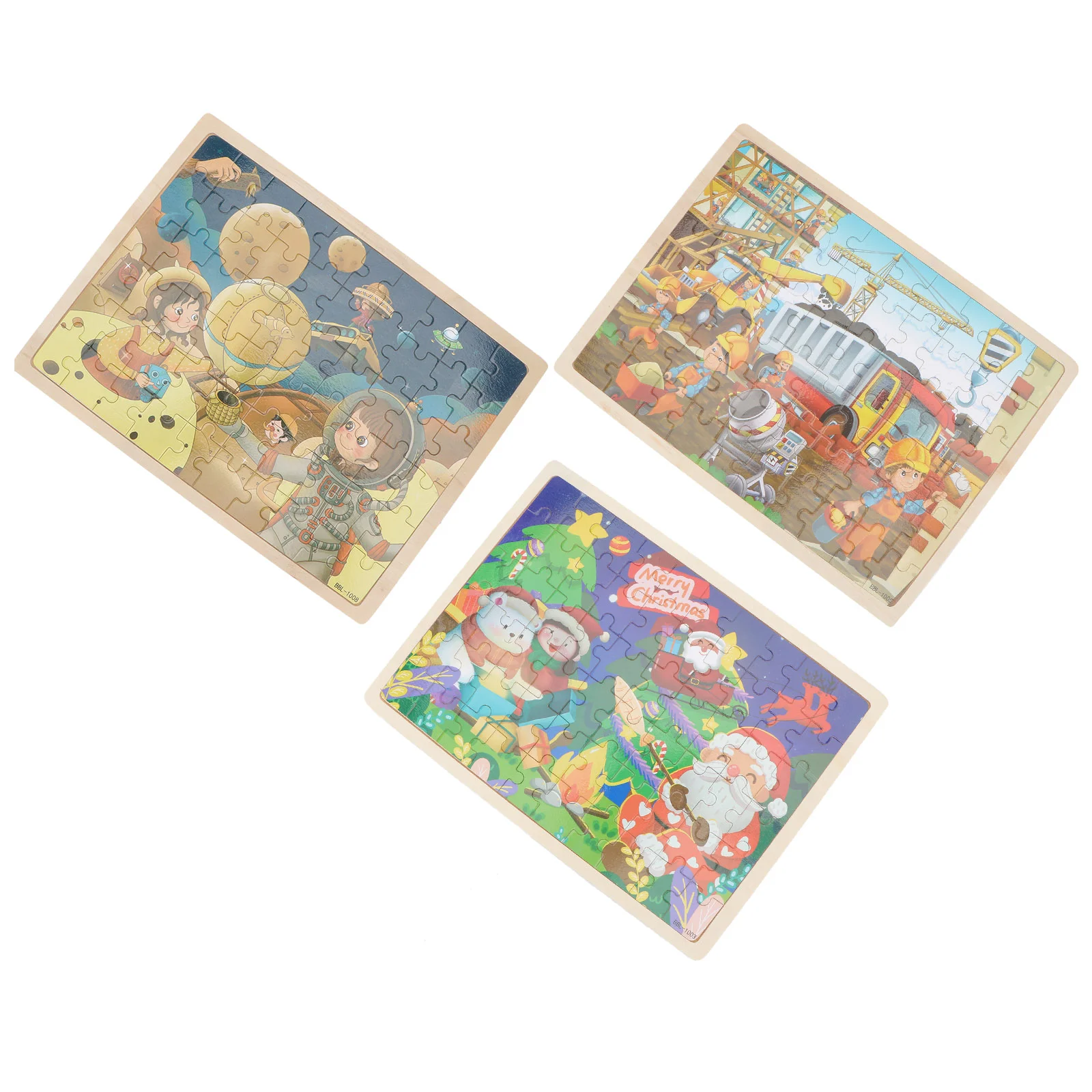 

3 набора деревянных креативных пазлов для обучения детей