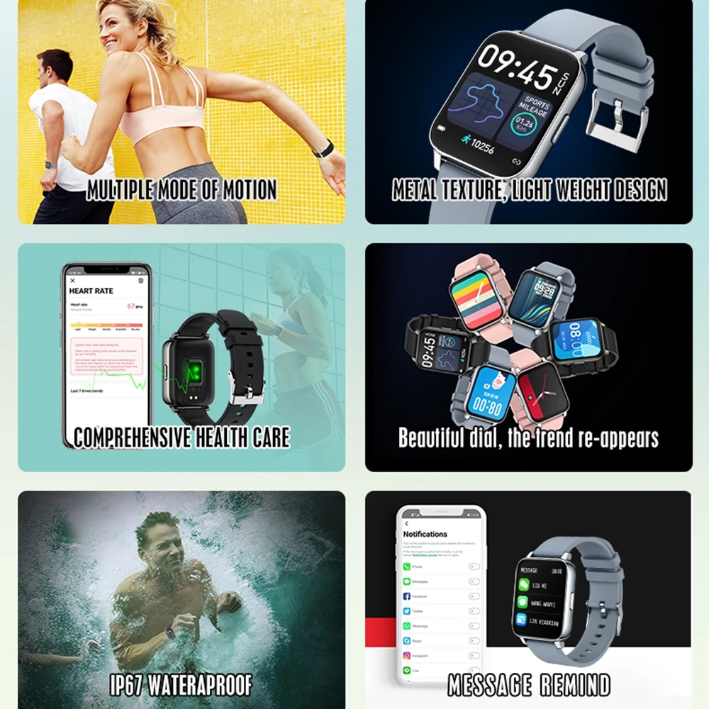 

Smart Watch For Men Women fitness bracelet Sports Blutooth music control Blood Pressure Women Smartwatch For xiaomi Apple huawei