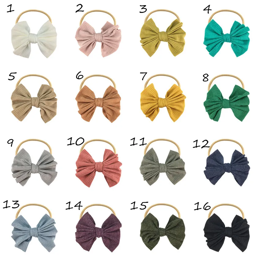 

20 pcs/lot, 11 cm New super soft nylon hair band handmade cotton bow with nylon hair band hair fashion accessories