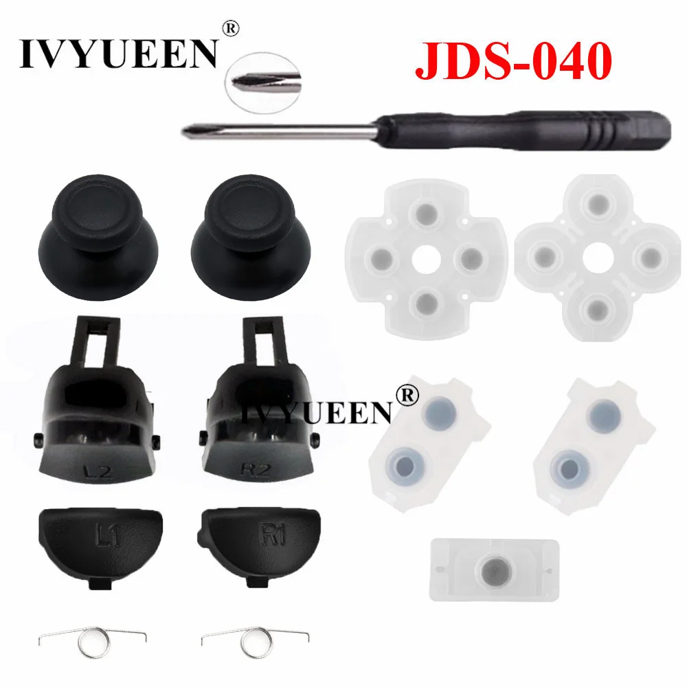 JDS-040 IVYUEEN R2 L2 L1 R1 триггер кнопки мод комплект для playstation 4 PS4 Pro тонкий контроллер JDS-040 JDS-030 аналоговый джойстик колпачки JDS-011 - Цвет: JDS-040