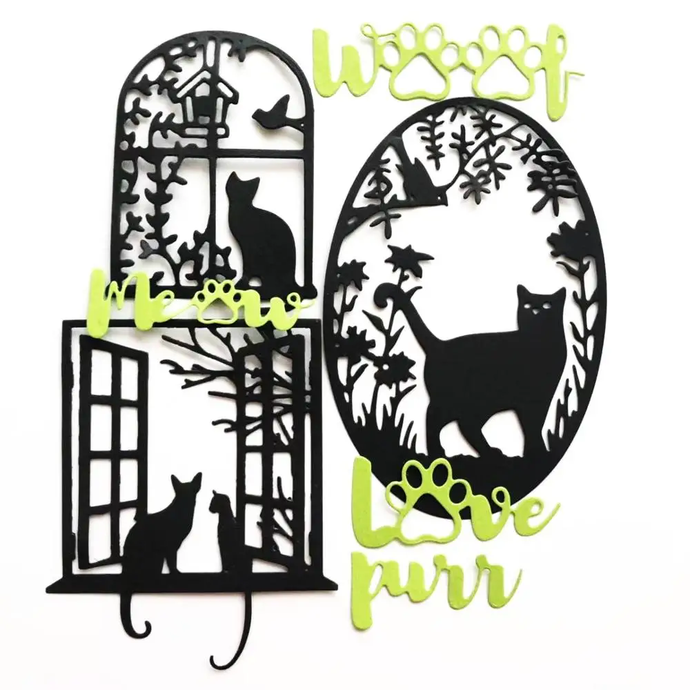 Кот силуэт резки штампы коготь для детей Бумажный нож Скрапбукинг металла Новый |
