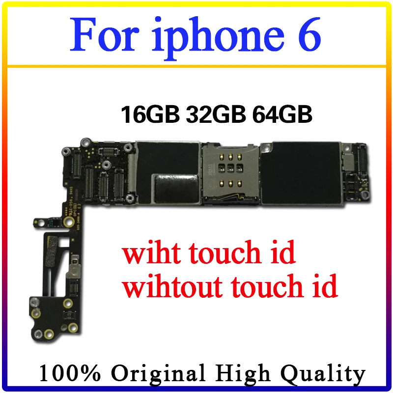 100% оригинальная разблокированная материнская плата для iphone 6 с сенсорным ID/без