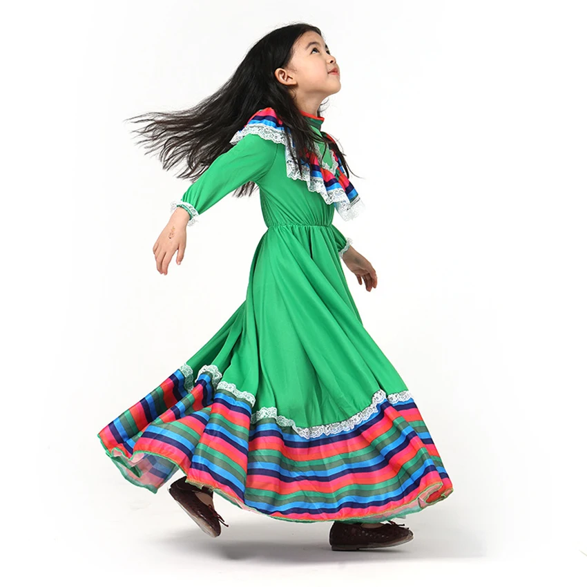 Детский костюм на Хэллоуин для традиционных мексиканских танцев принцесс