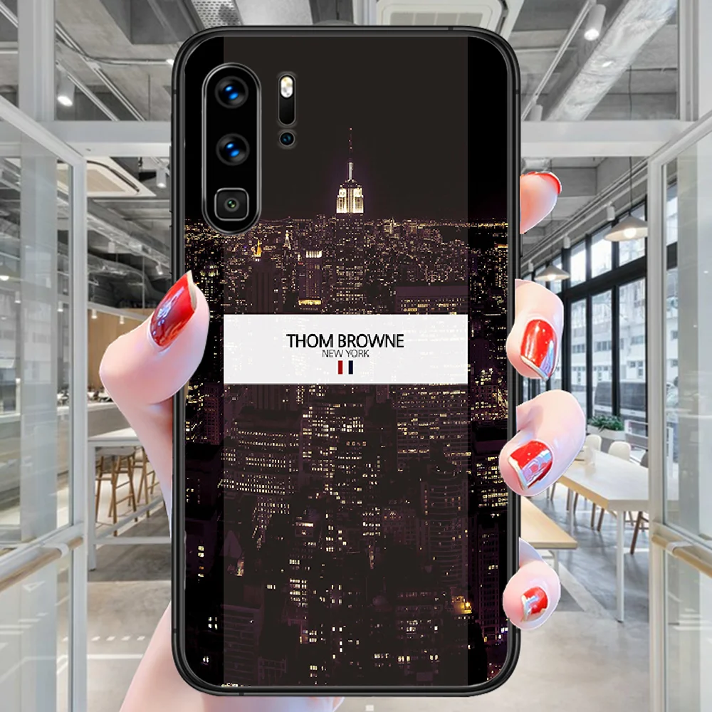 

Luxury Brand Fashion Phone Case For Huawei P Mate Smart 10 20 30 40 Lite Z 2019 Pro black Cell Luxury Prime Painting Coque Trend