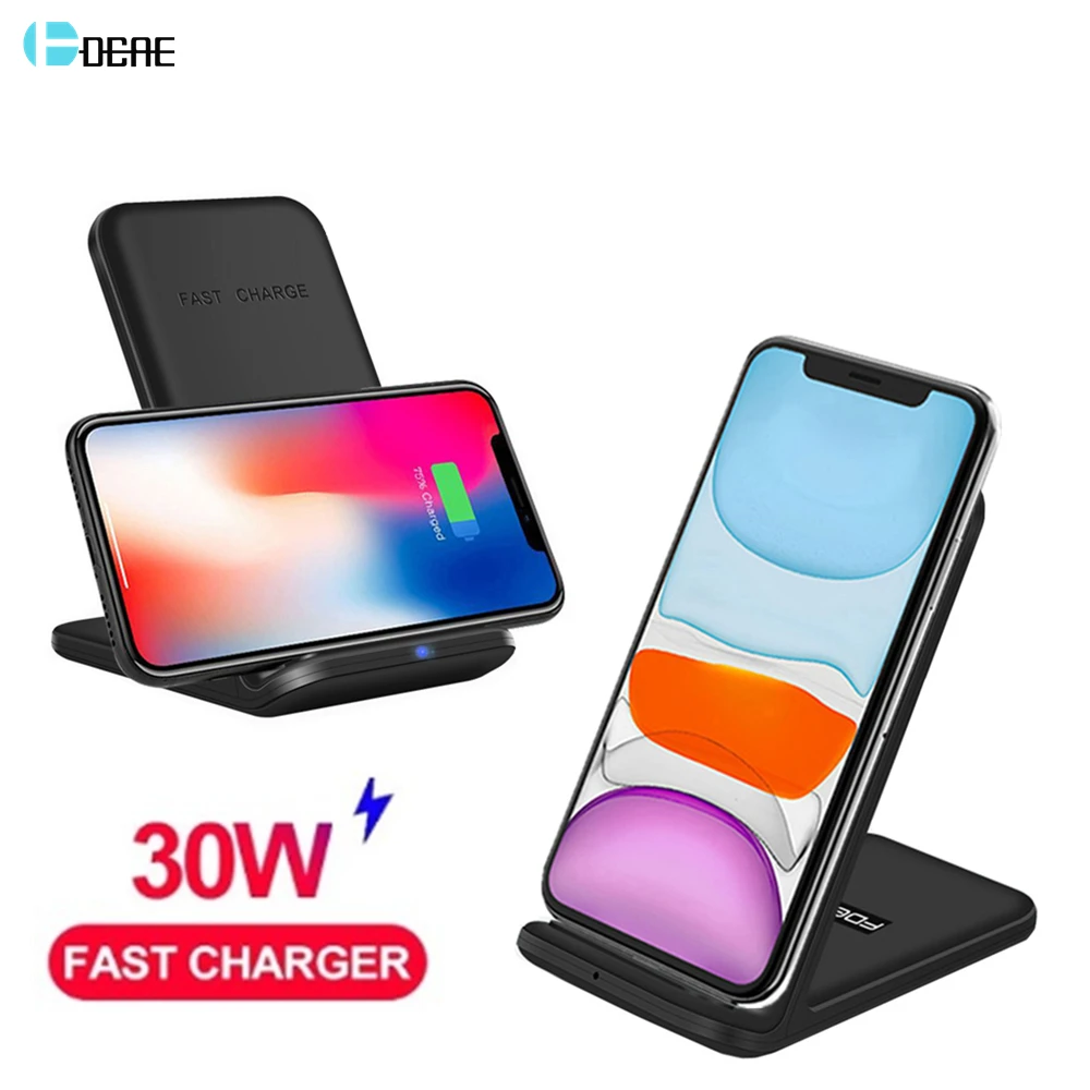 

30W Qi Wireless Charger Stand For iPhone 13 12 11 Pro XS Max XR Samsung S21 S20 Note 20 Fast Charging Dock Station Phone Holder