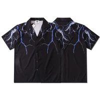 2021 summer new mens casual lightning print shirt fashion short sleeved cool thin loose hawaiian lapel shirt men summer shirts