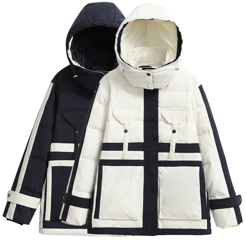 2022 New Winter Trend White Duck Down Women's Down Jacket Warm Hooded Fashion Large Size High-Quality Women's Down Jacket NBH222