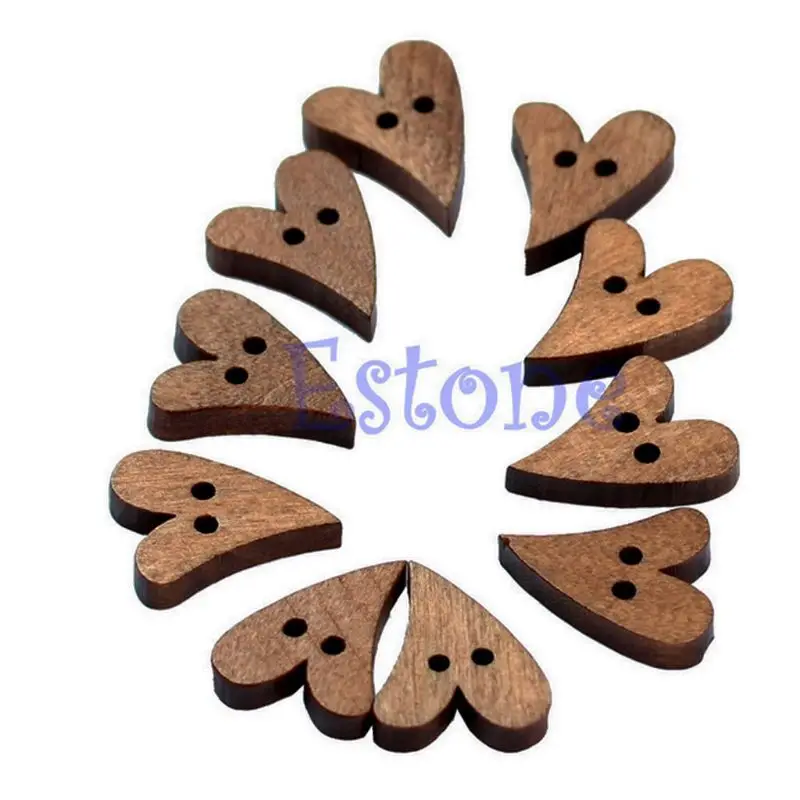 100 шт. лазерная резка древесины прекрасный коричневый деревянный шитье кнопка в