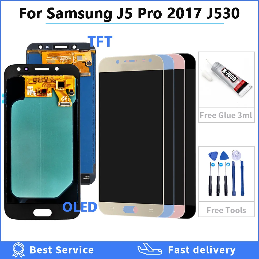 OLED LCD For Samsung Galaxy J5 2017 J530 J5 Pro SM-J530F J530M LCD Display + Touch Screen Adjustable Digitizer Assembly