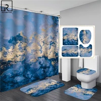 water art color elegant shower curtain with hooks modern waterproof curtains in the bathroom bath mat set soft carpet home decor