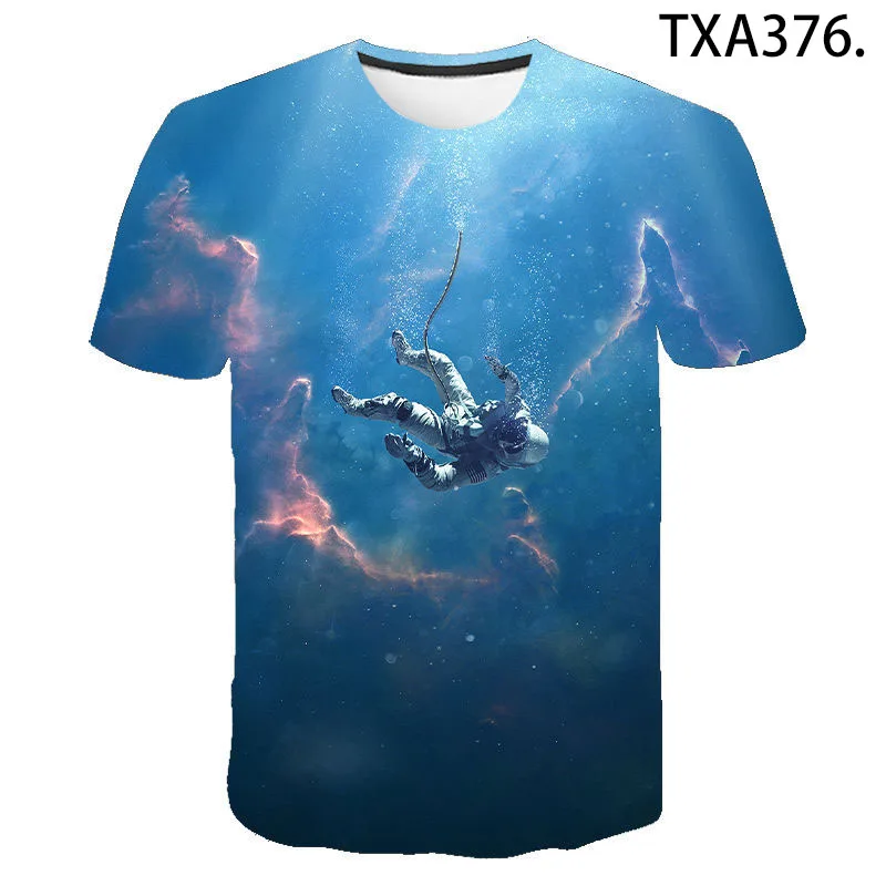 

Astronaut 3D Printed T Shirt Men Women Children Casual Boy Girl Kids Summer Streetwear Short Sleeve Cotton Cool Tops T-shirt