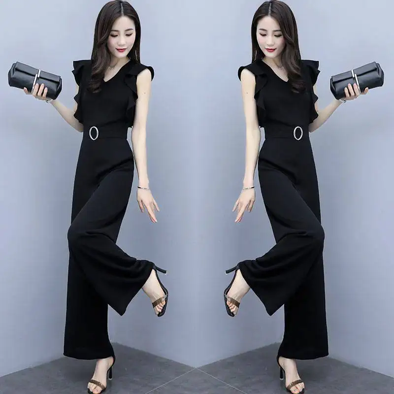 Женский комбинезон без рукавов в Корейском стиле с широкими штанинами и принтом