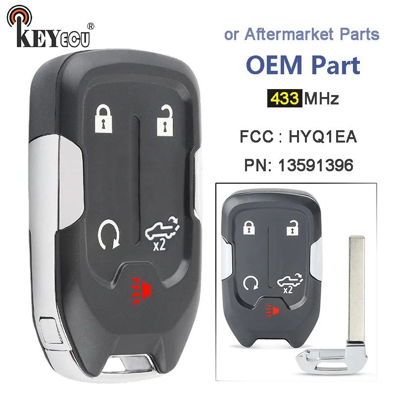 KEYECU 433 МГц HYQ1EA 13591396 5 Кнопка OEM Запчасти/Aftermarket умный дистанционный ключ брелок от