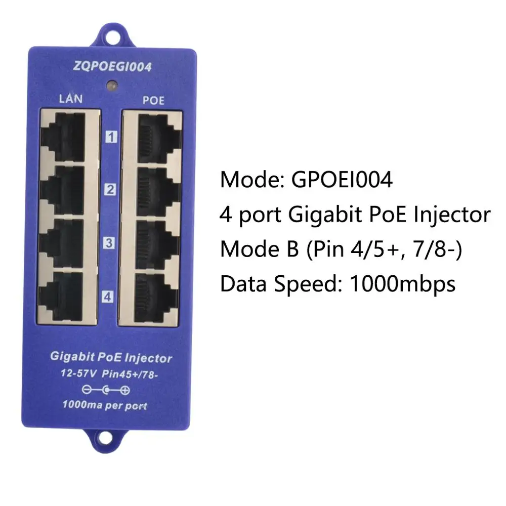 10/100/1000 скоростью Ethernet 4 порта PoE инжектор Мощность over устройство для Hikvision/MikroTik