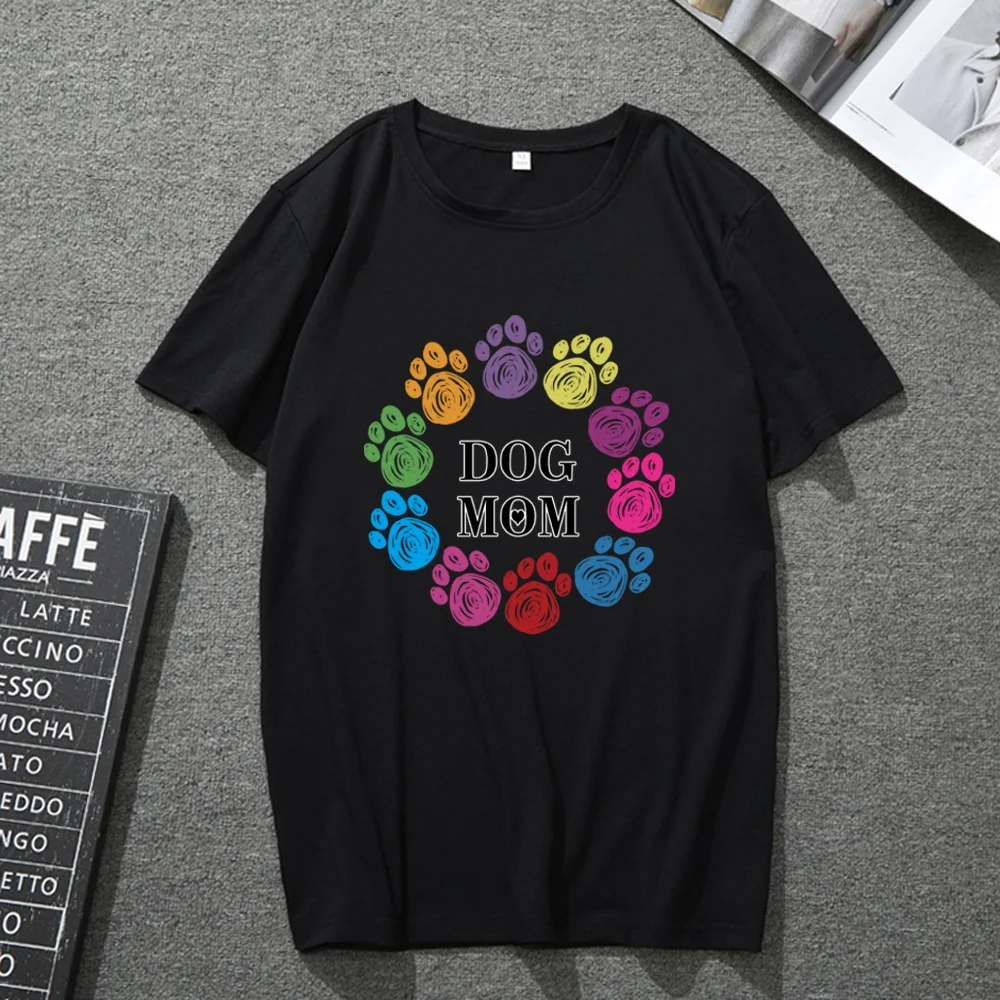 

Ladies T-shirt Soft O-neck Fashion Short Sleeve Polyester Shirt Color Small Footprint Pattern Printing T Shirt Male Street Style