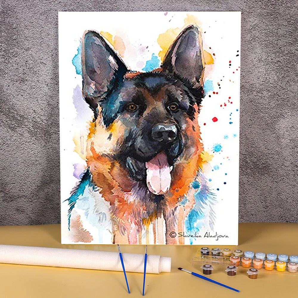 

Животное немецкой овчарки картина по номерам пакет масляными красками 50*70, украшение для дома, для детей искусство