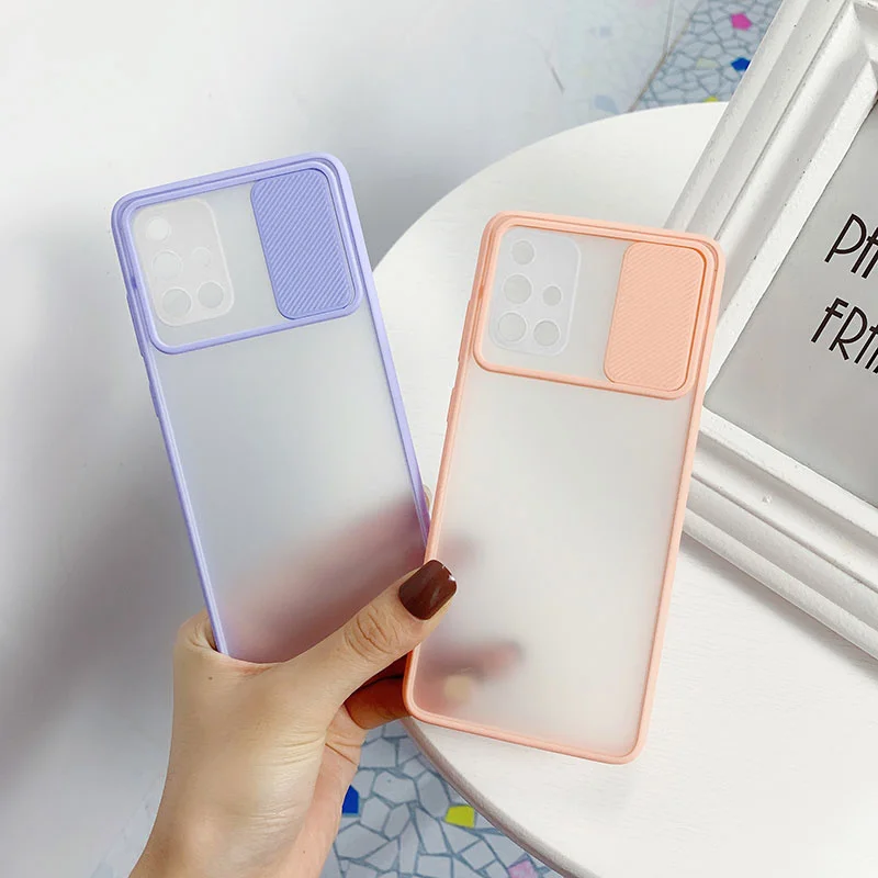 

Camera Lens Protection Slide Phone Case On For Samsung Galaxy A50 A70 A51 A71 S20 Plus A31 A10S A21 A10 A41 A01 A30S Back Cover