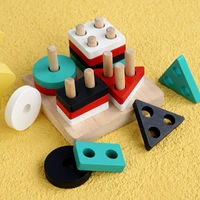baby stacks wooden toys montessori materials educational toys for children geometric shape match bricks kids clever board games