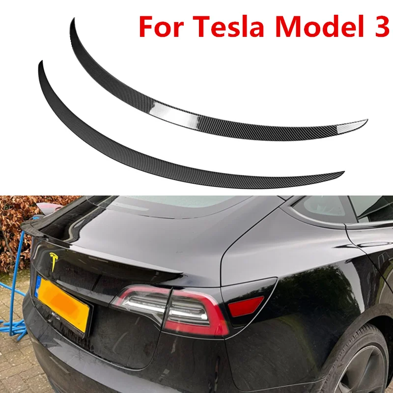 

Rear Trunk Spoiler Tail Wing Lip Carbon Fiber Glossy Black ABS Wing Spoiler Car Styling For Tesla Model 3 2017-2019 2020 2021