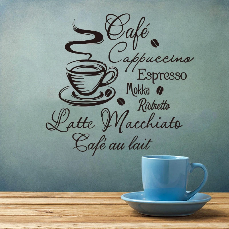 Coffee Kitchen Vinyl Wall Stickers Kitchen Coffee Shop removable Wall Mural Decals Home Decor House Decoration Wall Art