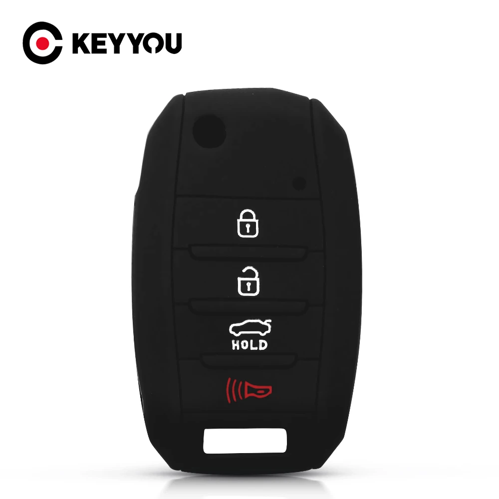 

KEYYOU Silicone Key Case For KIA Rio Sportage Ceed Sorento Cerato K2 K3 K4 K5 Cerato Rando Optima Forte 2013 Fob 4 Buttons Cover