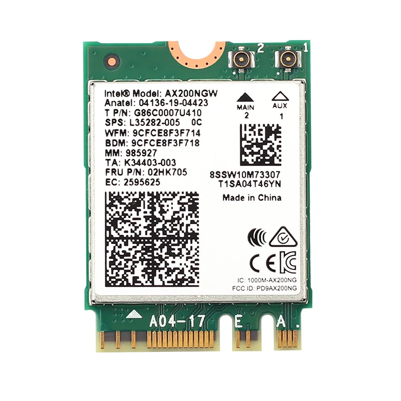 Двухдиапазонная беспроводная сетевая карта 2974 Мбит/с Wi Fi 6 AX200NGW NGFF M.2 Wifi Bluetooth 5 0 со