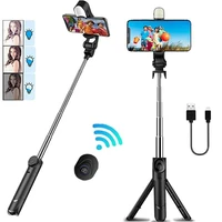 doodbi 3 in 1 lightweight extendable bluetooth selfy sticks tripod detachable wireless remote shutter foldable mini selfie stick