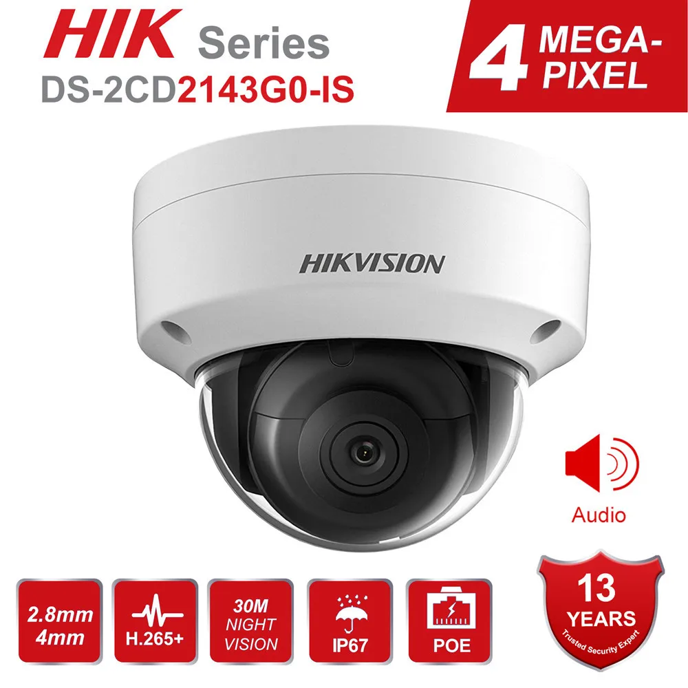 Hikvision 4MP POE IP камера H.265 DS 2CD2143G0 IS 4 мегапикселя наружная WDR видеонаблюдения s IR 30M