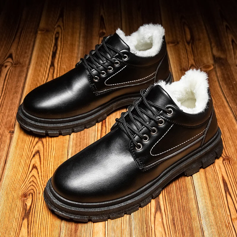 

New 2020 Popular Men's Plush Leather Shoes, Warm Casual Shoes Thick Winter Trendy Men's Shoes