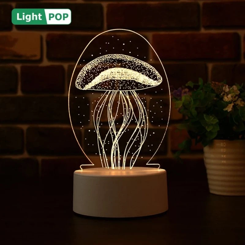 

3D ночник, творческий подарок на праздник USB, цветной светодиодный акриловый прикроватный столик, декоративная лампа для создания атмосферы,...
