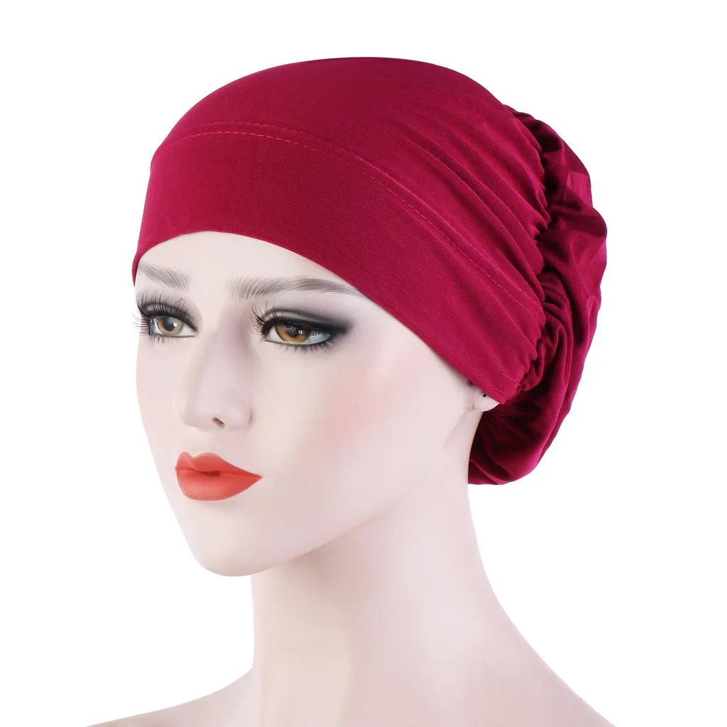 

Simple Women Muslim Plain Hijabs Hat Islamic Turban Inner Caps Beanie Cap Elastic Cloth Head Cap Hat Ladies Hair Accessories