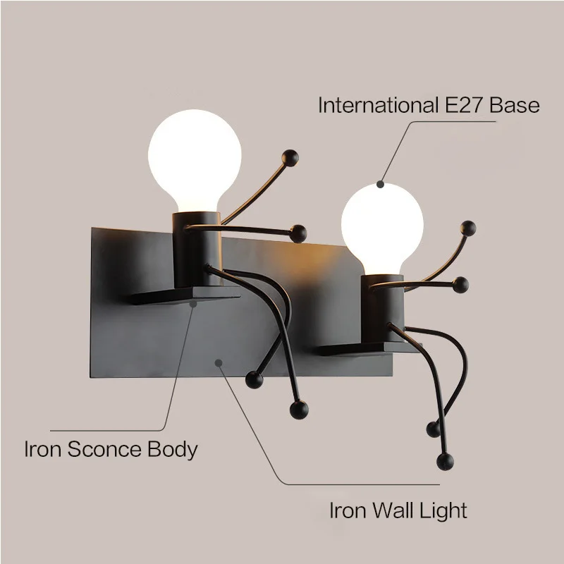 Современные Бра настенный светильник в форме муравья черный белый для