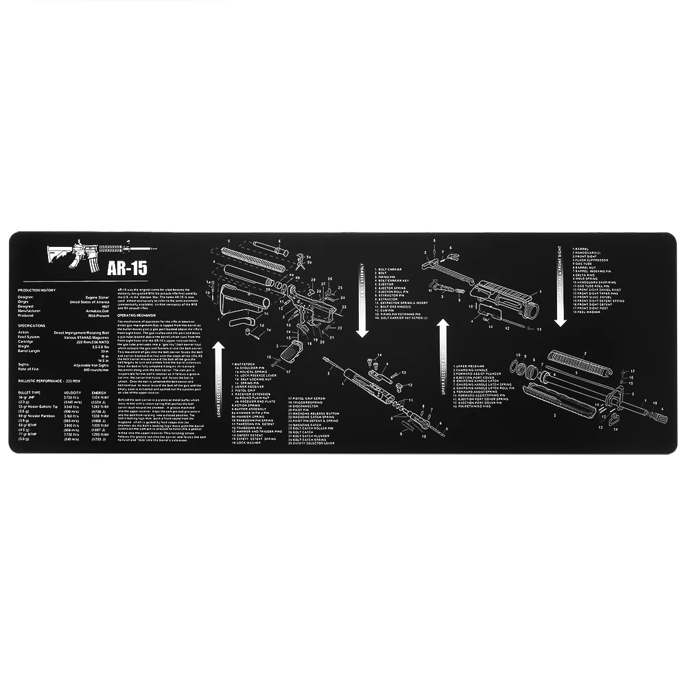 

Ar15 Cleaning Rubber Mat 17"x11" Waterproof Non-Slip Cleaning Mat with Parts Diagram and Instruction Armorer Bench Mat