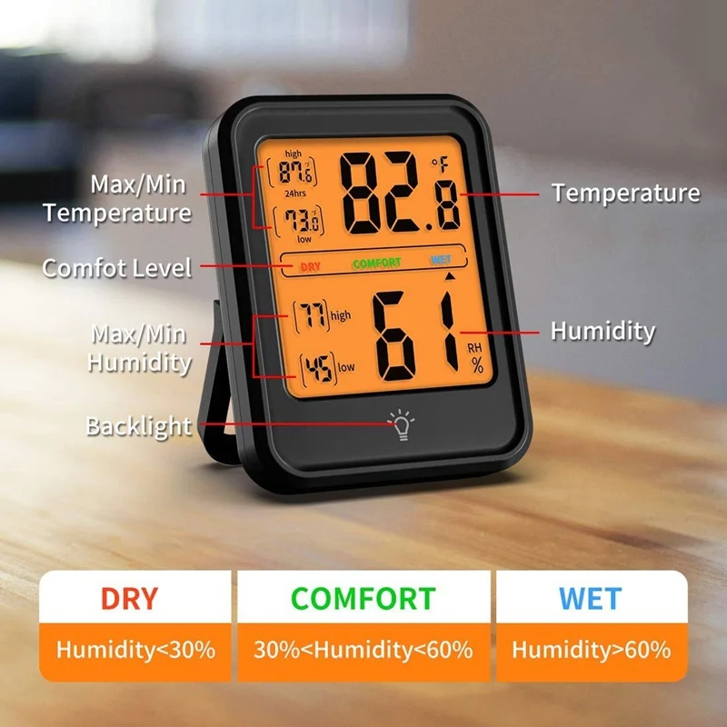 2Pcs Room Thermometer Digital Hygrometer Humidity Gauge Indicator Indoor Temperature And Monitor With Backlight | Инструменты