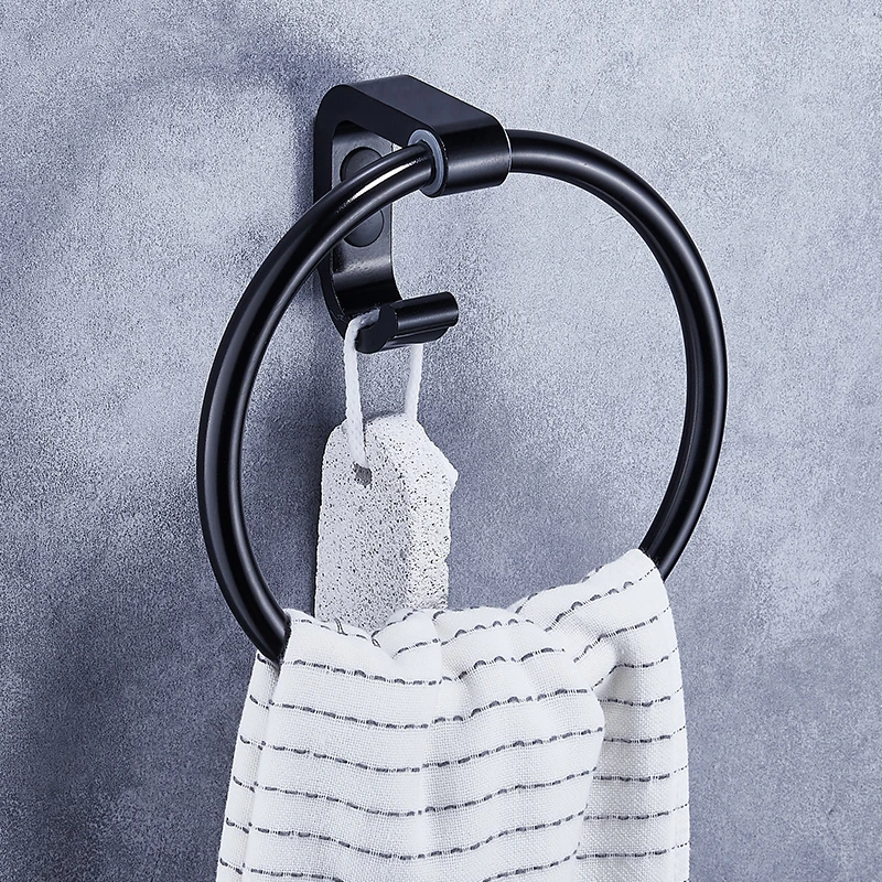 

Modern Design Towel Rings With Hook Towel Holder Round Bathroom Accessories Hardware Wall-Mounted Towel Rack